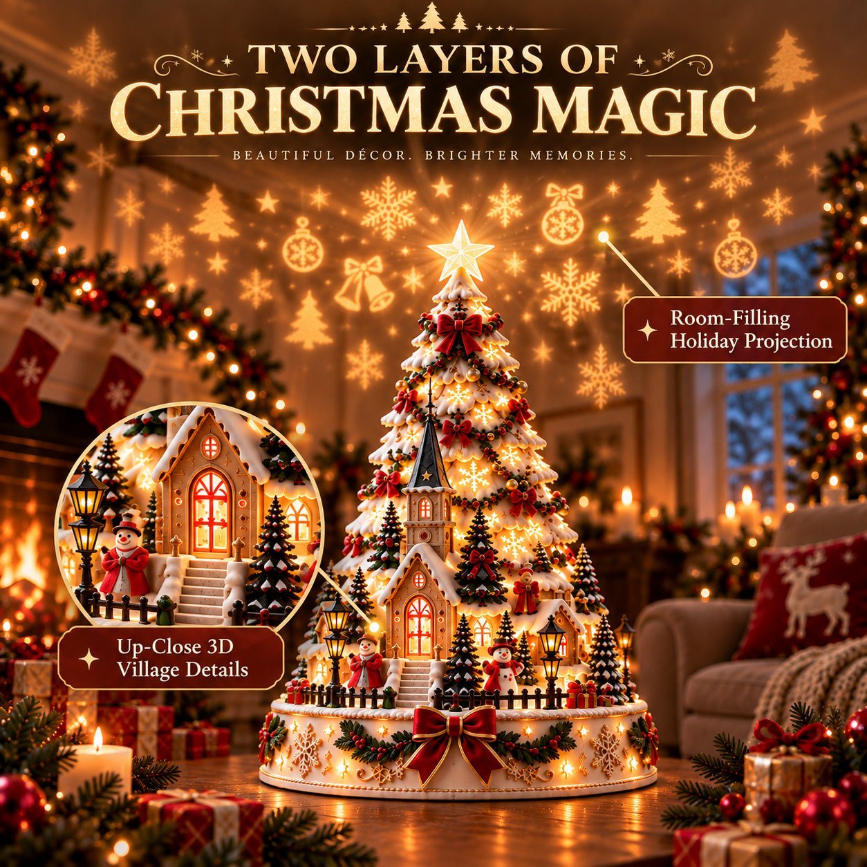 Magic Tree Centerpiece Christmas Village Lightscape Tree - 3D Village Tabletop Decor β shanedls